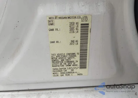 2013 Nissan Altima 2.5 Sv from USA, damaged, VIN 1N4AL3AP5DC185357